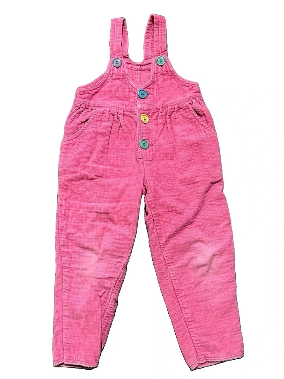 Vintage Toddler Girl Pink Corduroy Overalls Size 3T